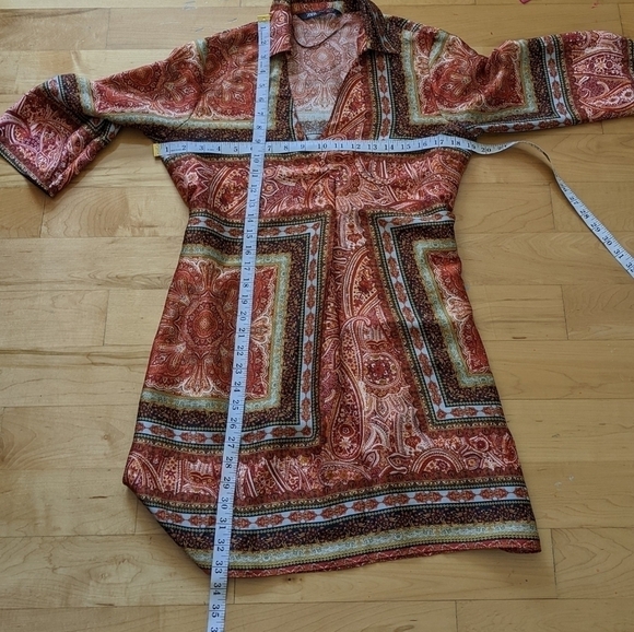 ZARA eastern print button up kimono tunic jacket size Small A8 - Picture 9 of 10